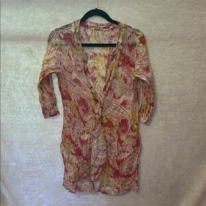 Athleta Pink and Yellow Swim Coverup